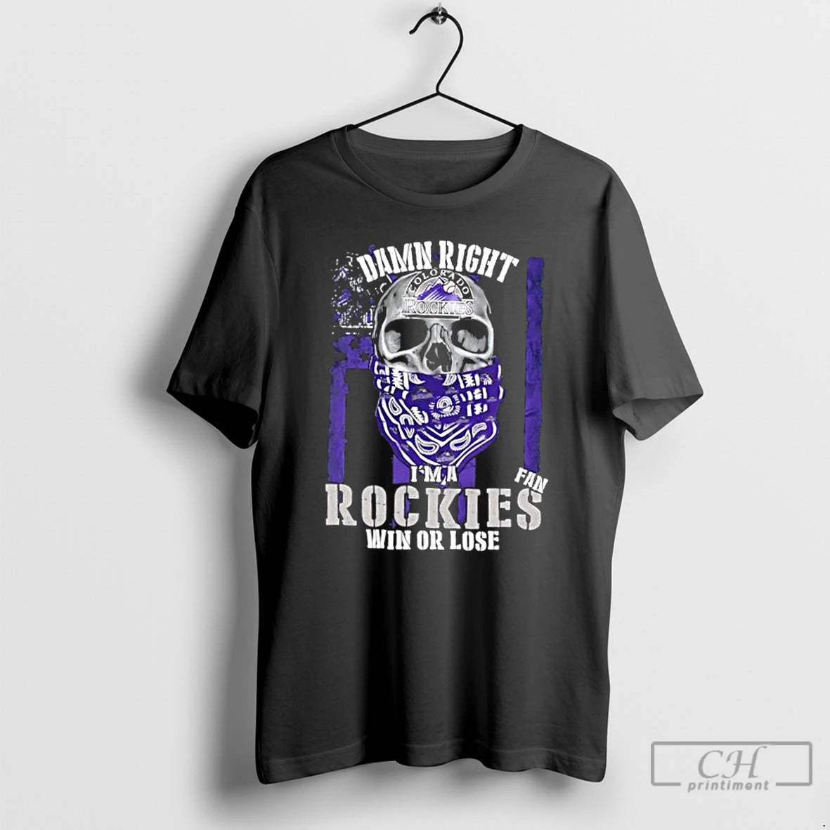 Classic Skull Damn Right Im A Colorado Rockies Fan Win Or Lose Us Flag T-Shirts, Hoodie, Sweatshirt | InkNestWear.com