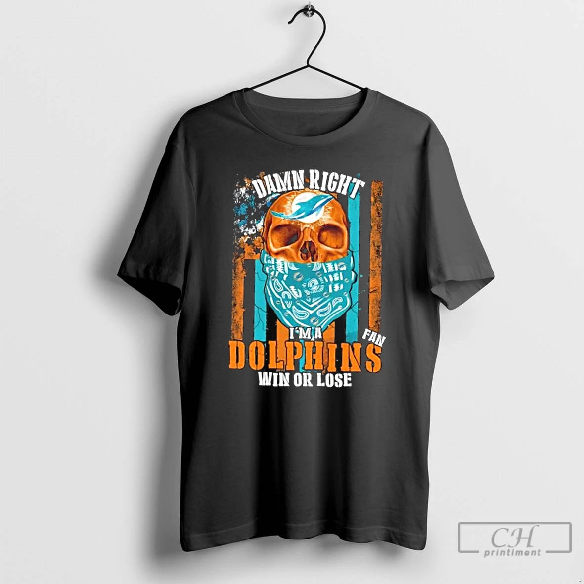 Classic Skull Damn Right Im A Miami Dolphins Fan Win Or Lose Us Flag T-Shirts, Hoodie, Sweatshirt | InkNestWear.com