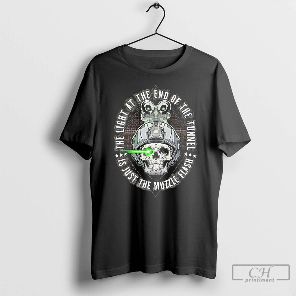 Classic Skull The Light At The End Of The Tunnel Is Just The Muzzle Flash T-Shirts, Hoodie, Sweatshirt | InkNestWear.com