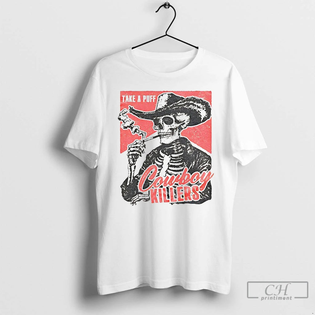 Classic Smoking Skeleton Cowboy Killers Take A Puff T Shirts Hoodie, Sweatshirt | InkNestWear.com