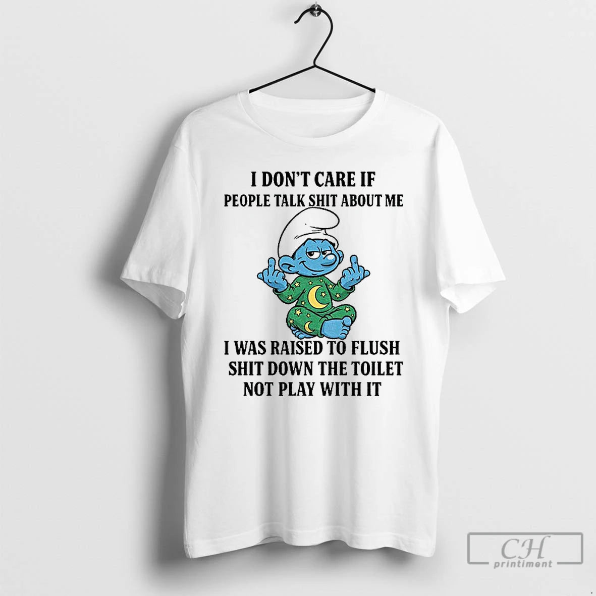 Classic Smurf Middle Finger I Dont Care If People Talk Shit About Me I Was T-Shirts, Hoodie, Sweatshirt | InkNestWear.com