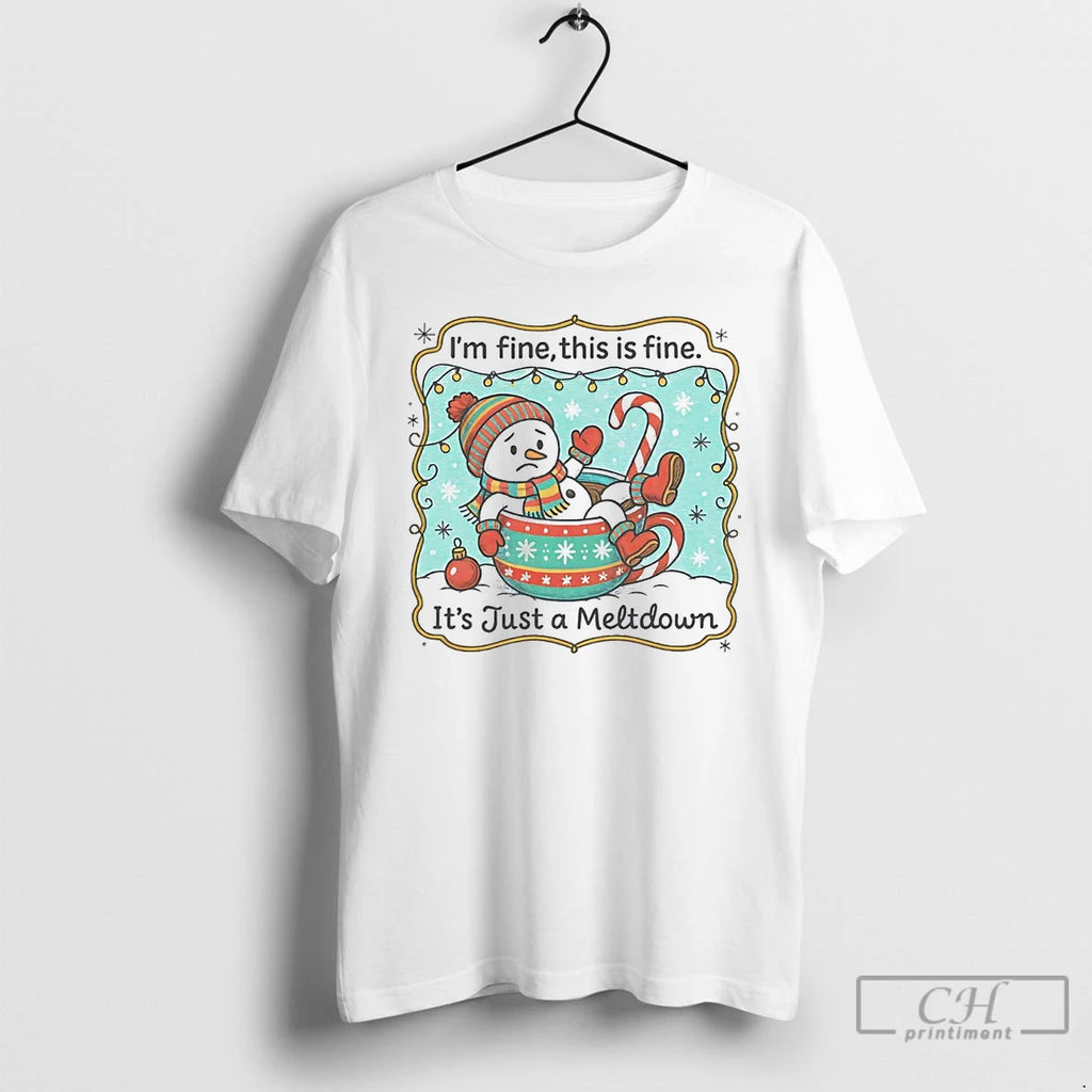 Classic Snowman Im Fine This Is Fine Its Just A Meltdown Christmas T Shirts Hoodie, Sweatshirt | InkNestWear.com