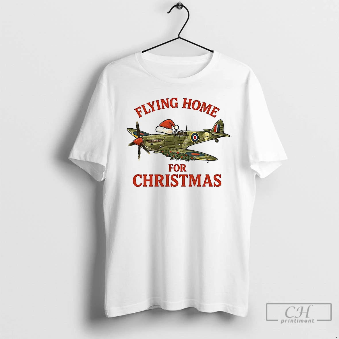 Classic Spitfire Flying Home For Christmas Laurel T-Shirts, Hoodie, Sweatshirt | InkNestWear.com