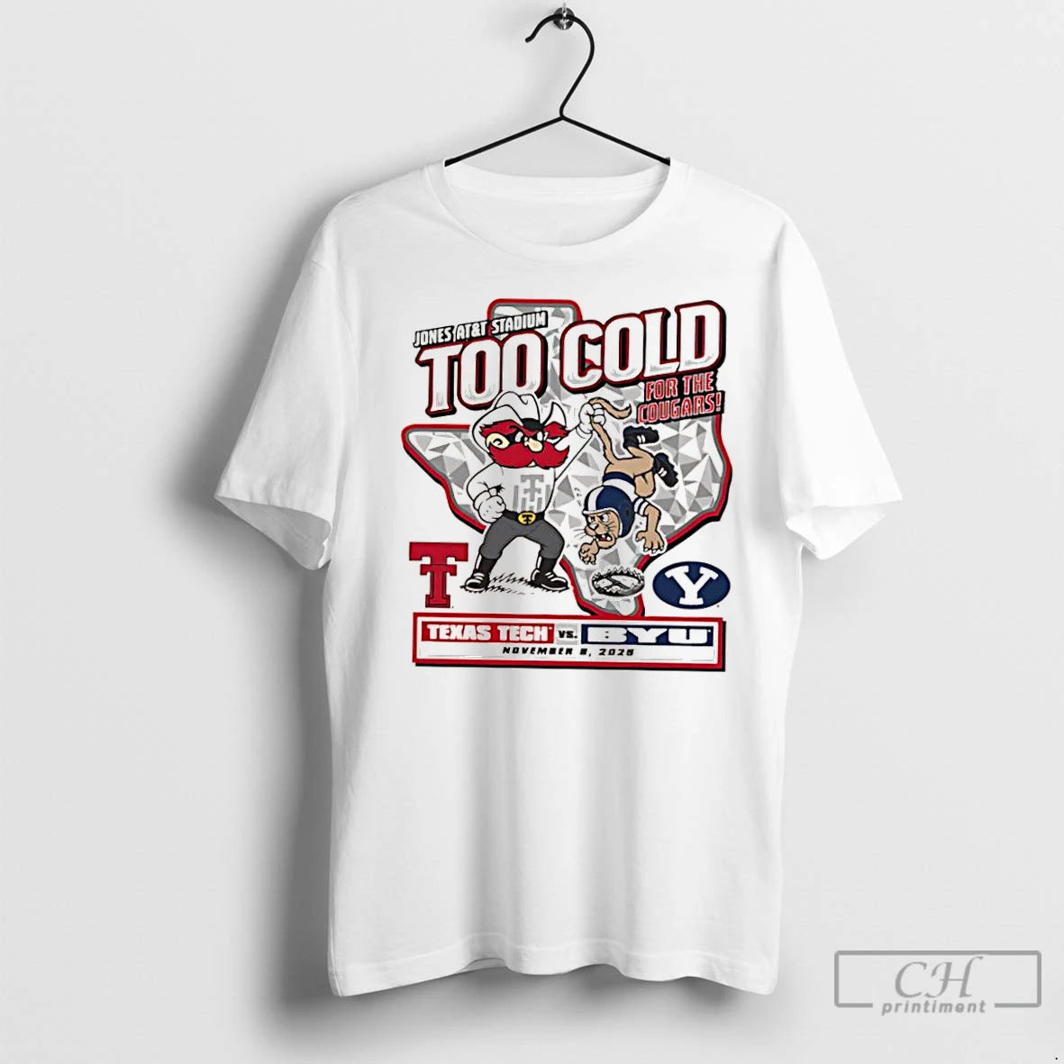 Classic Texas Tech Vs Byu 2025 Too Cold Gameday November 8th 2025 Mascot Logo T-Shirts, Hoodie, Sweatshirt | InkNestWear.com