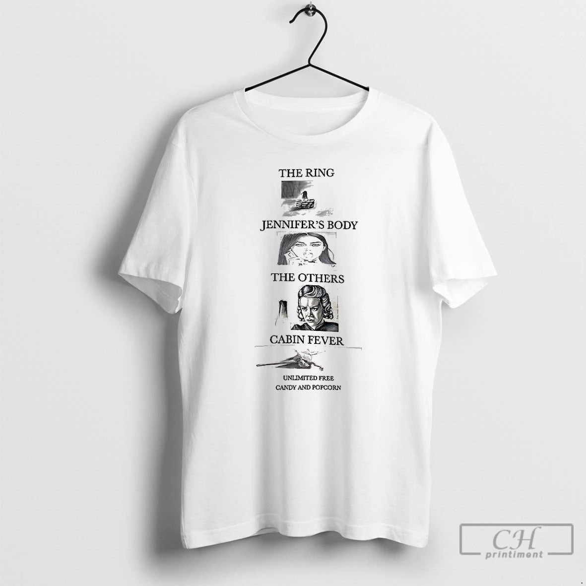 Classic The Ring Jennifers Body The Others Cabin Fever Unlimited Free Candy And Popcorn Horror T-Shirts, Hoodie, Sweatshirt
