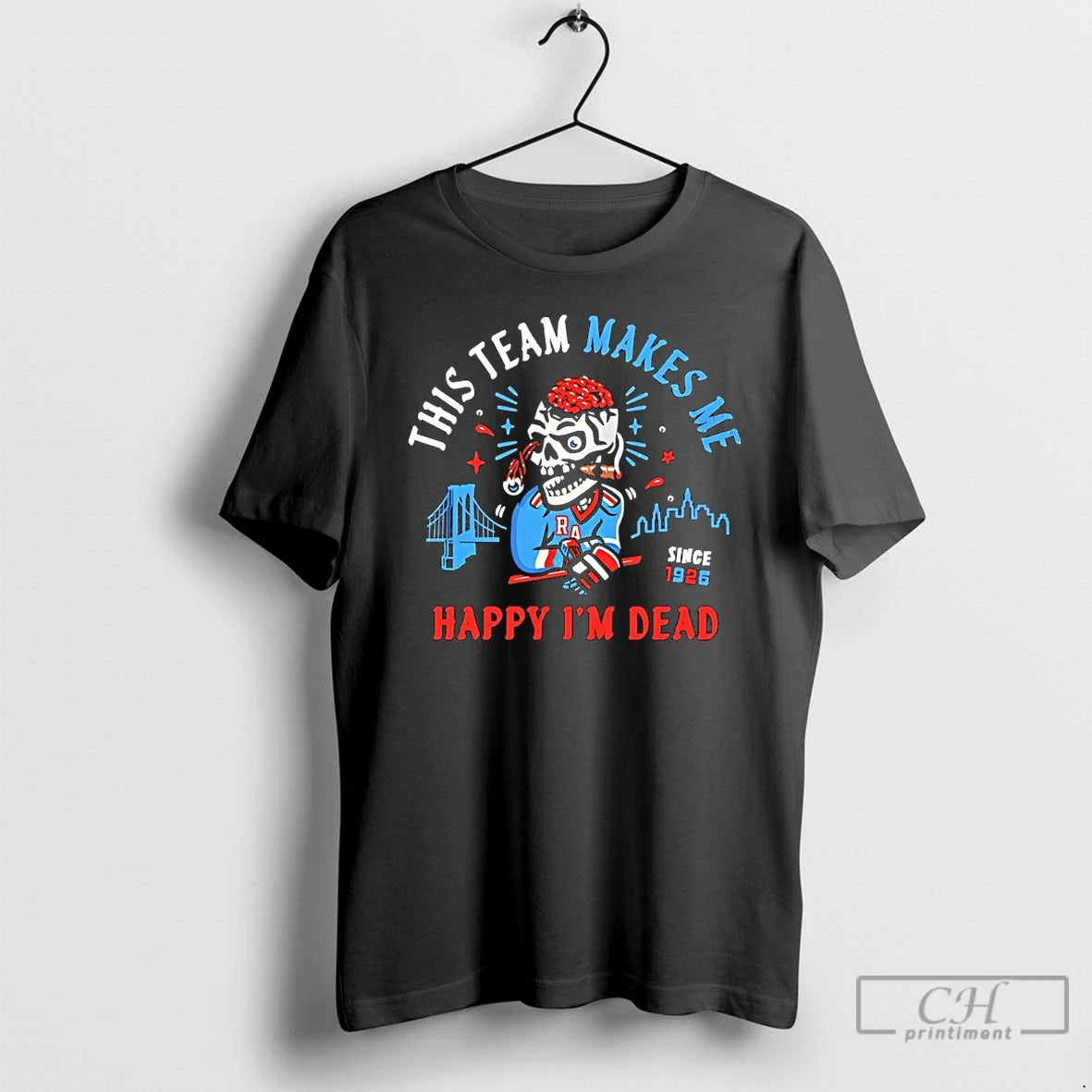 Classic This Team Makes Me Happy Im Dead Since 1926 Skull Cigar Hockey T Shirts Hoodie, Sweatshirt | InkNestWear.com