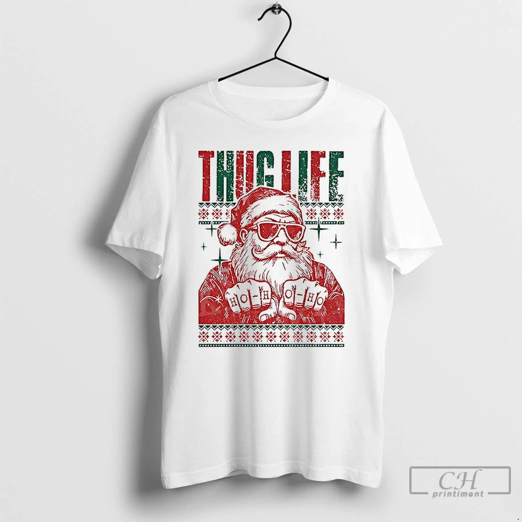 Classic Thug Life Santa Ho Ho Ho Ugly Christmas 2025 T Shirts Hoodie, Sweatshirt | InkNestWear.com