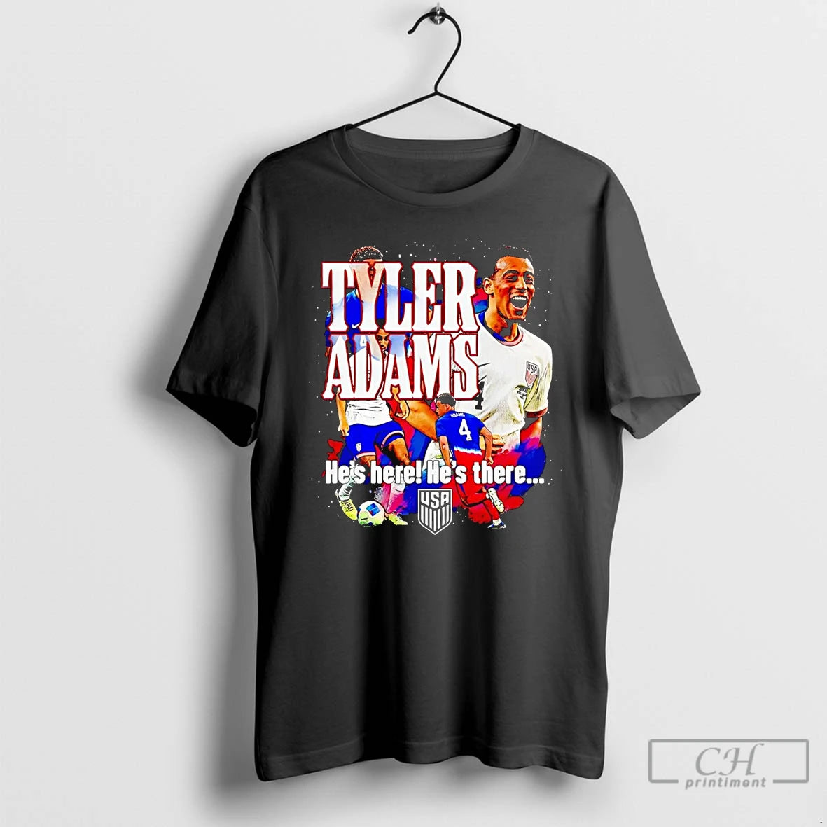 Classic Tyler Adams Hes Here Hes There T-Shirts, Hoodie, Sweatshirt | InkNestWear.com