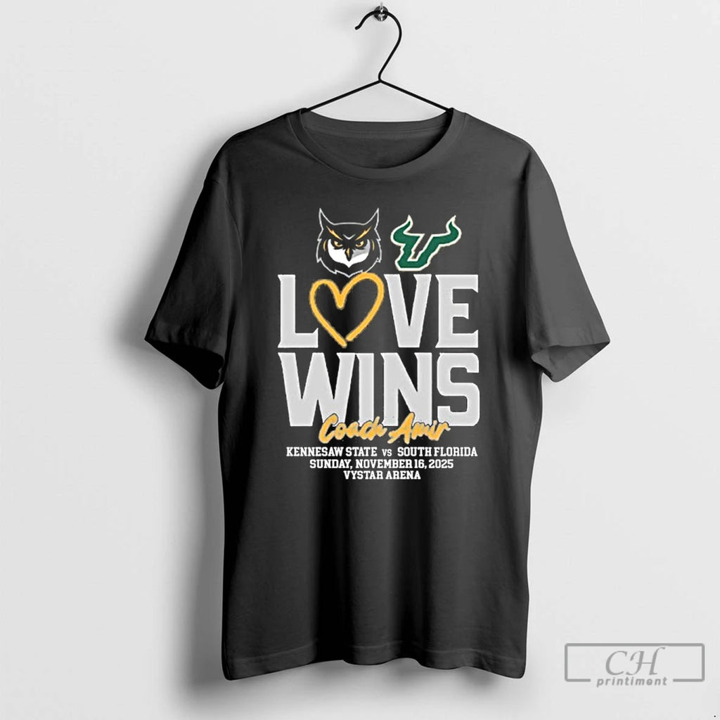 Classic Usf Vs Kennesaw State Basketball Love Wins Coach Amir T-Shirts, Hoodie, Sweatshirt | InkNestWear.com