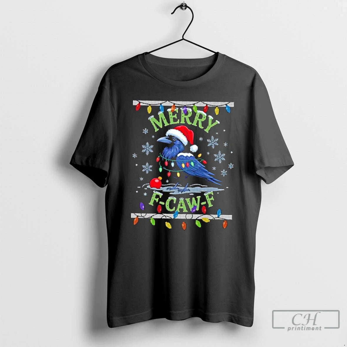 Classic Ugly Christmas Merry F Caw F Crow T-Shirts, Hoodie, Sweatshirt | InkNestWear.com