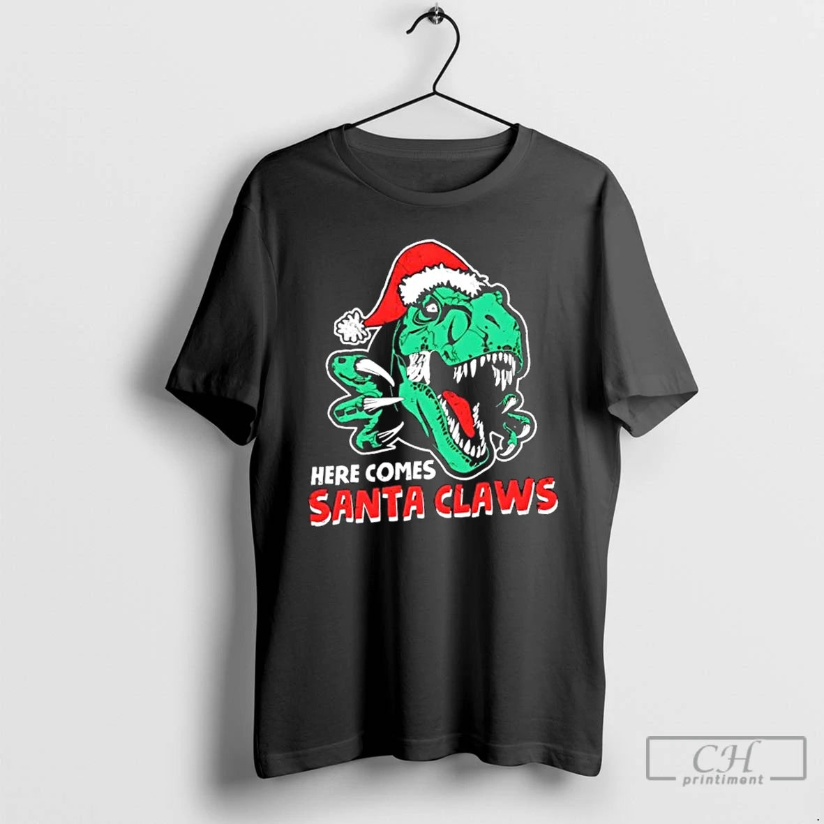 Classic Ugly Xmas Dinosaur Here Comes Santa Claws Claus Christmas T-Shirts, Hoodie, Sweatshirt | InkNestWear.com