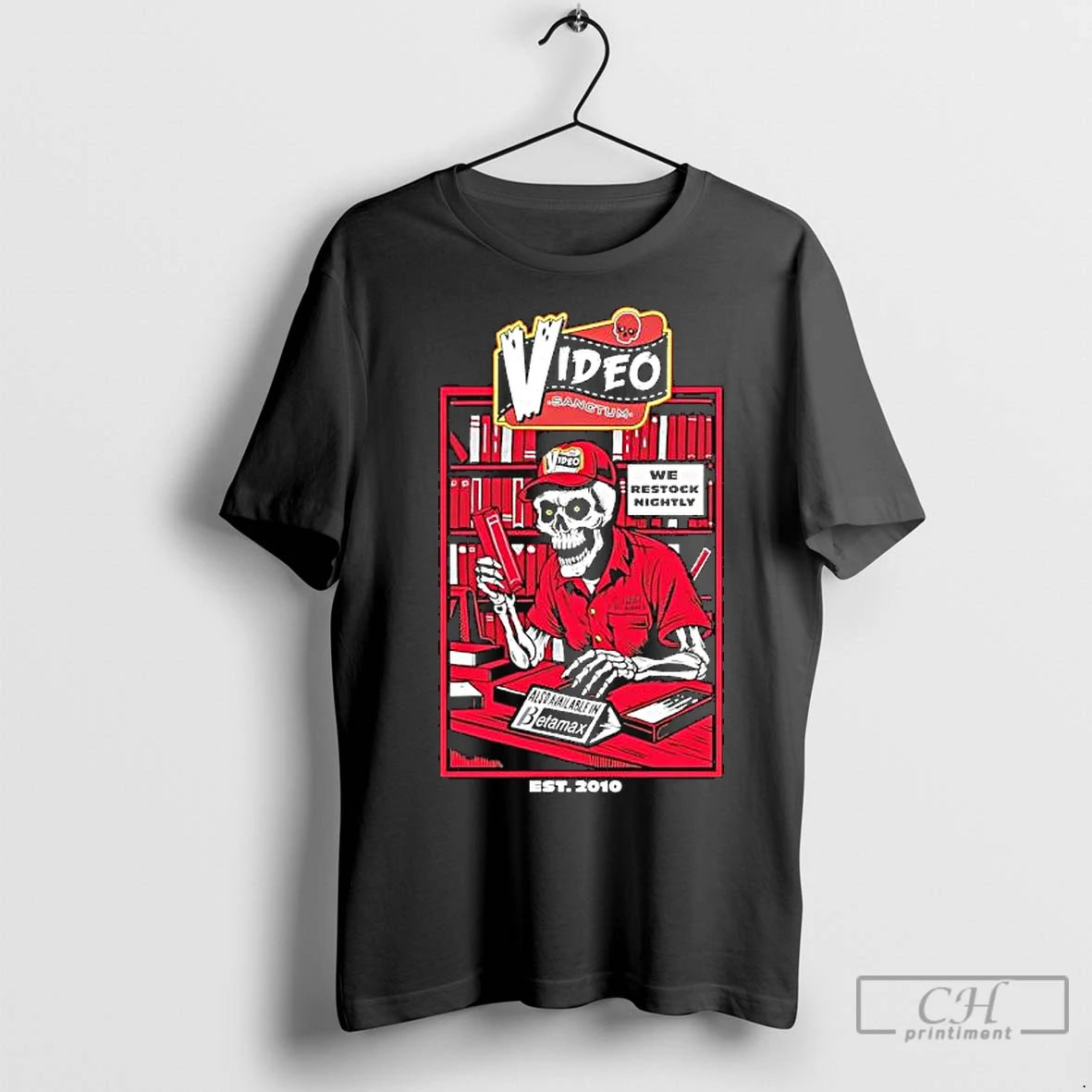 Classic Video Sanctum We Restock Nightly Also Available In Betamax Skeleton Graphic T-Shirts, Hoodie, Sweatshirt