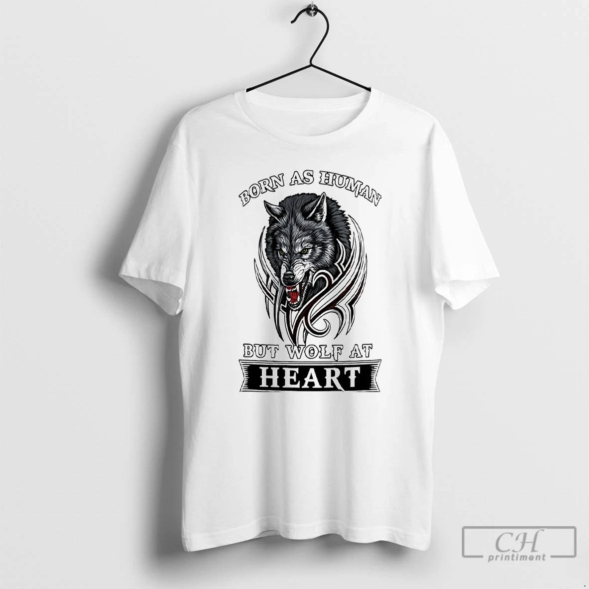 Classic Wolf Born As Human But Wolf At Heart T Shirts Hoodie, Sweatshirt | InkNestWear.com