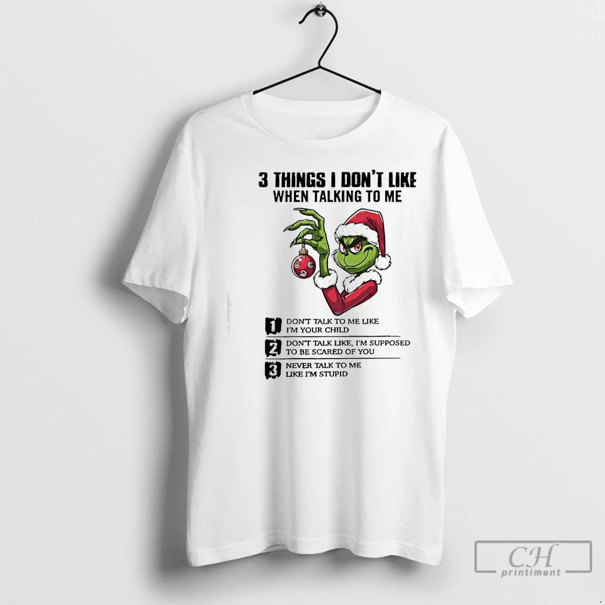 Classic Xmas Grinch Three Things I Dont Like When Talking To Me T-Shirts, Hoodie, Sweatshirt | InkNestWear.com