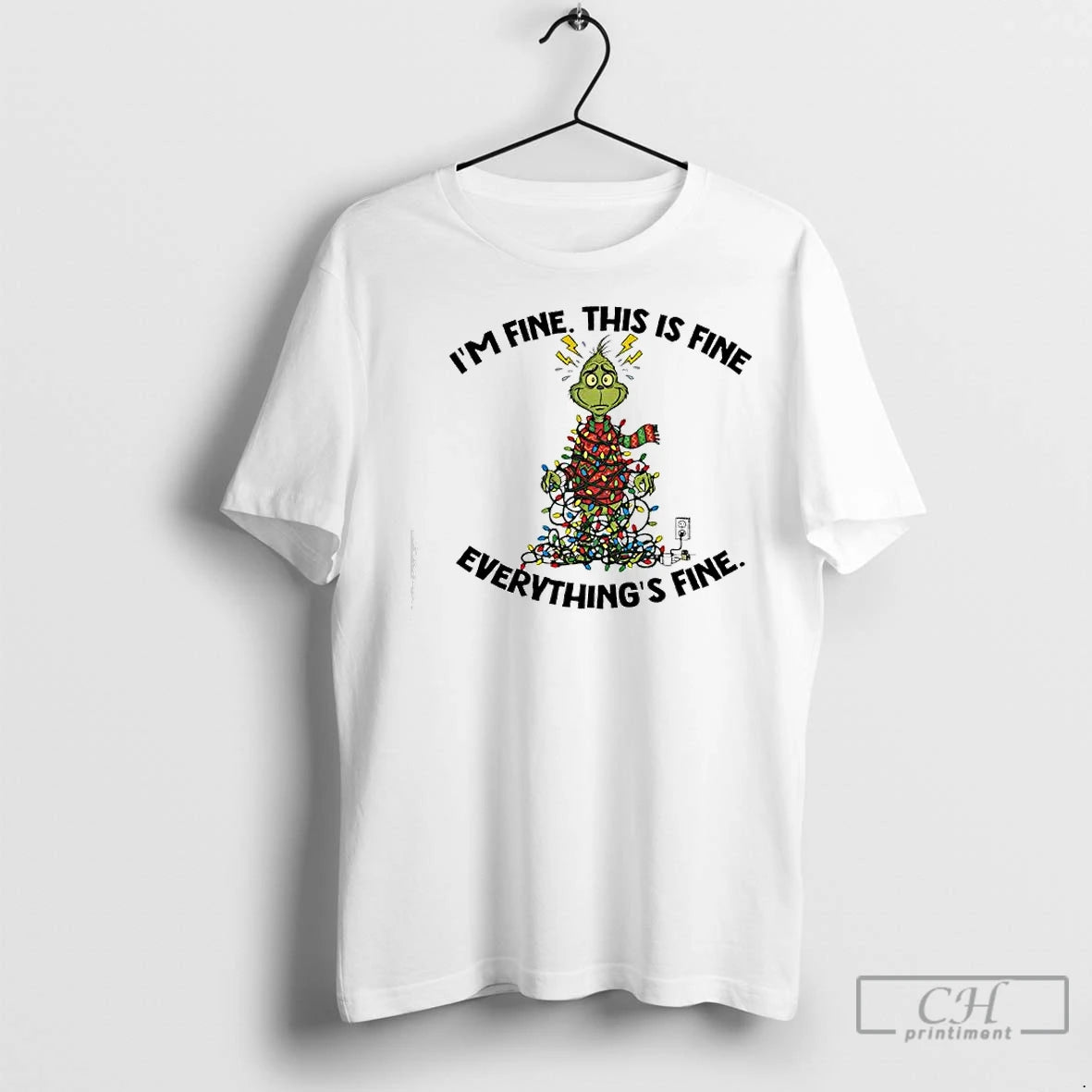 Classic Xmas Grinch X Christmas Lights Im Fine This Is Fine Everythings Fine T-Shirts, Hoodie, Sweatshirt | InkNestWear.com