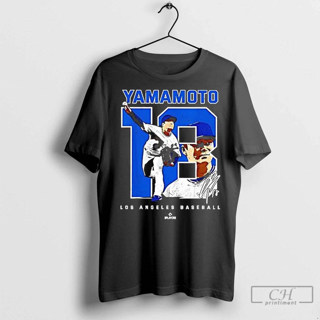 Classic Yoshinobu Yamamoto Caricature Baseball Fan Signature Los Angeles T-Shirts, Hoodie, Sweatshirt | InkNestWear.com