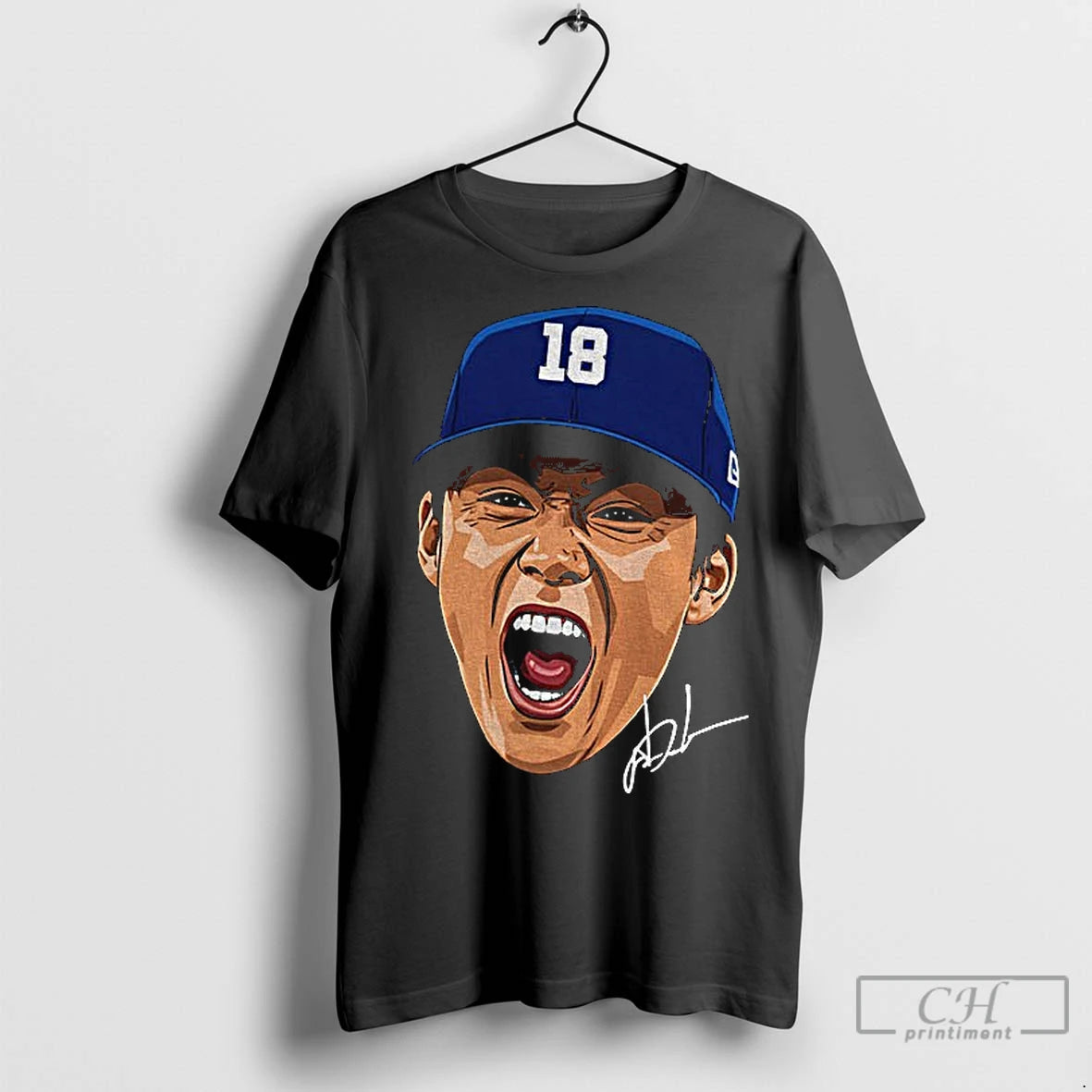 Classic Yoshinobu Yamamoto Screaming Big Face Los Angeles Dodgers Mvp Baseball World Series 2025 Signature T-Shirts,...