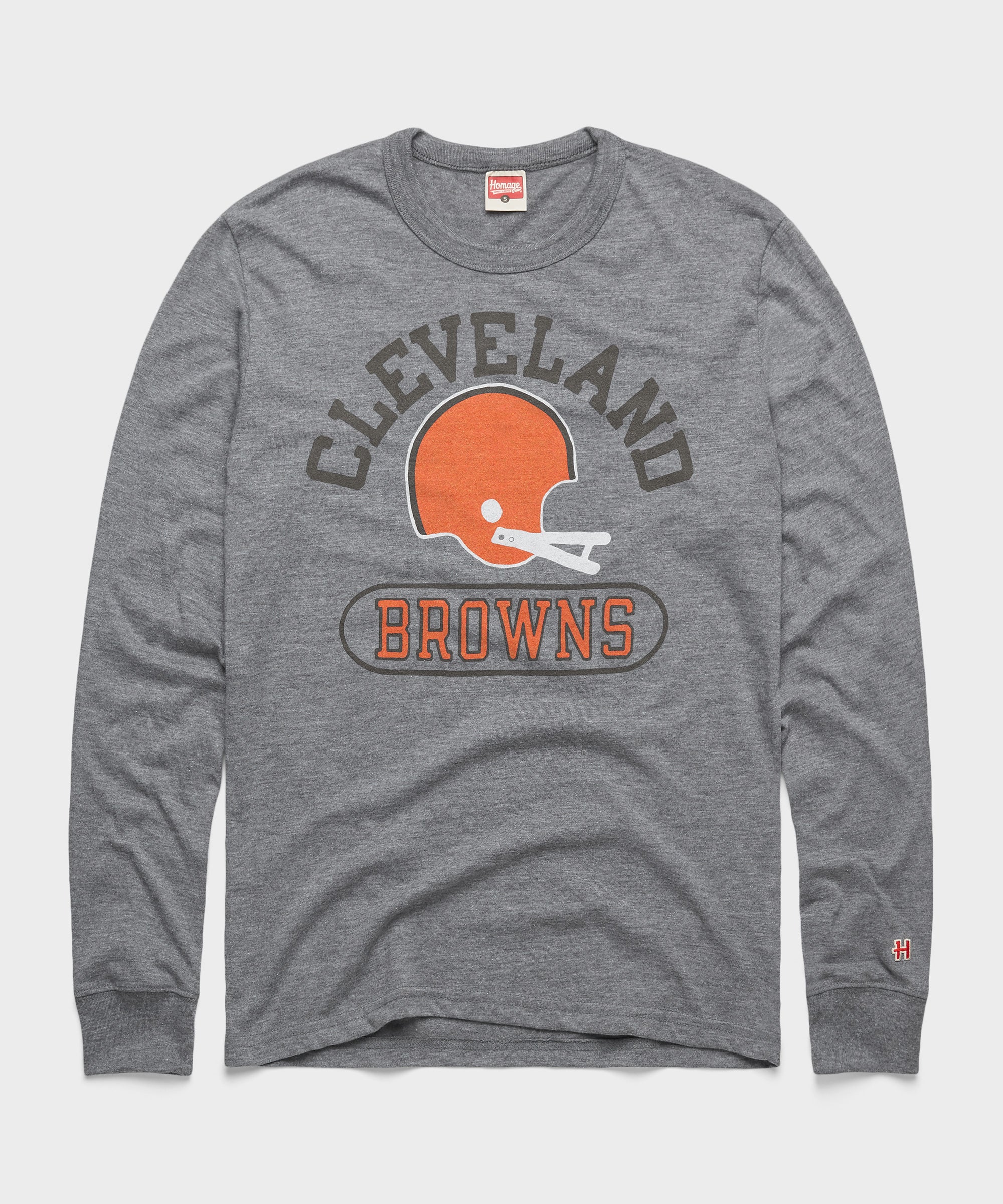 Cleveland Browns Throwback Helmet Long Sleeve Tee