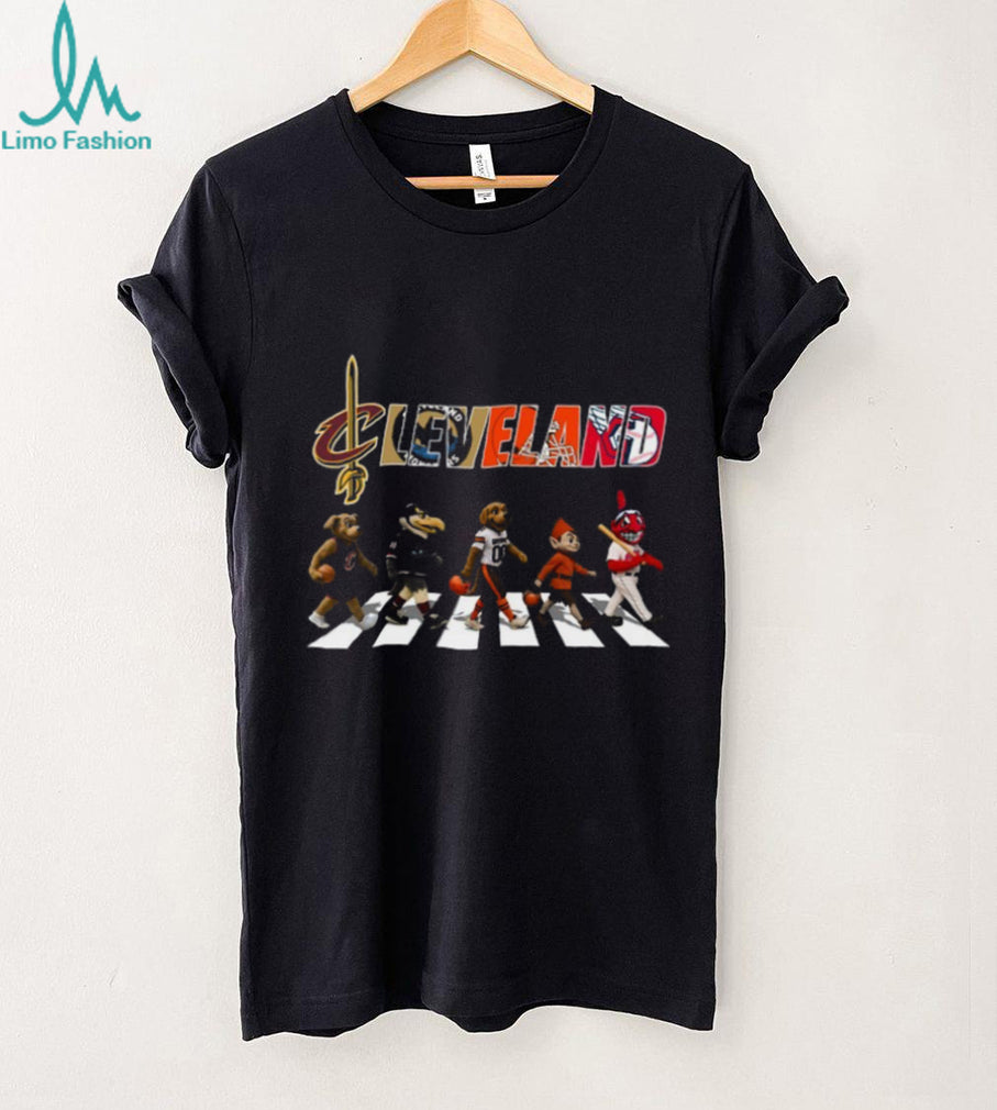 Cleveland Sports Mascots Abbey Road Road Walking Fans T Shirt