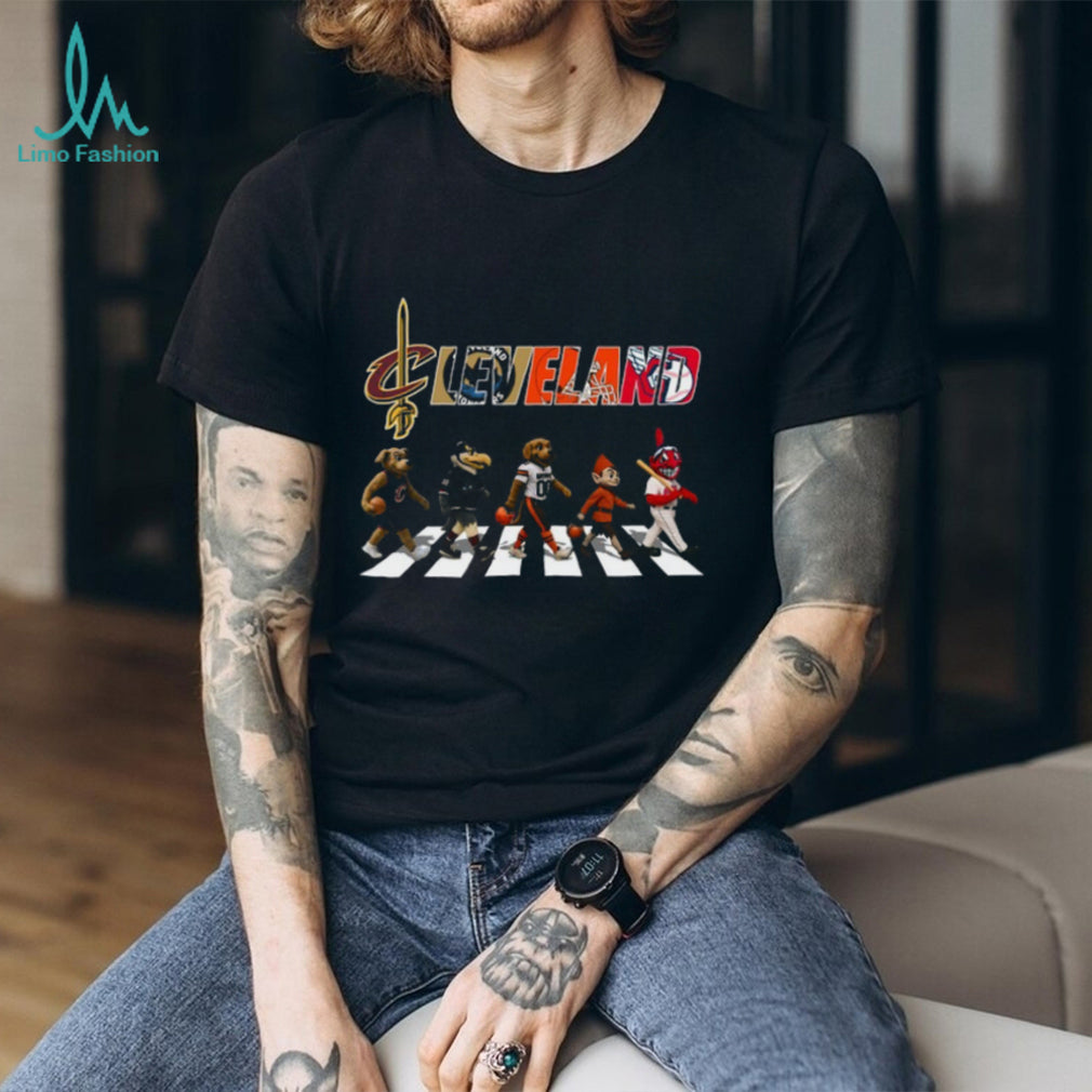 Cleveland Sports Mascots Abbey Road Road Walking Fans T Shirt