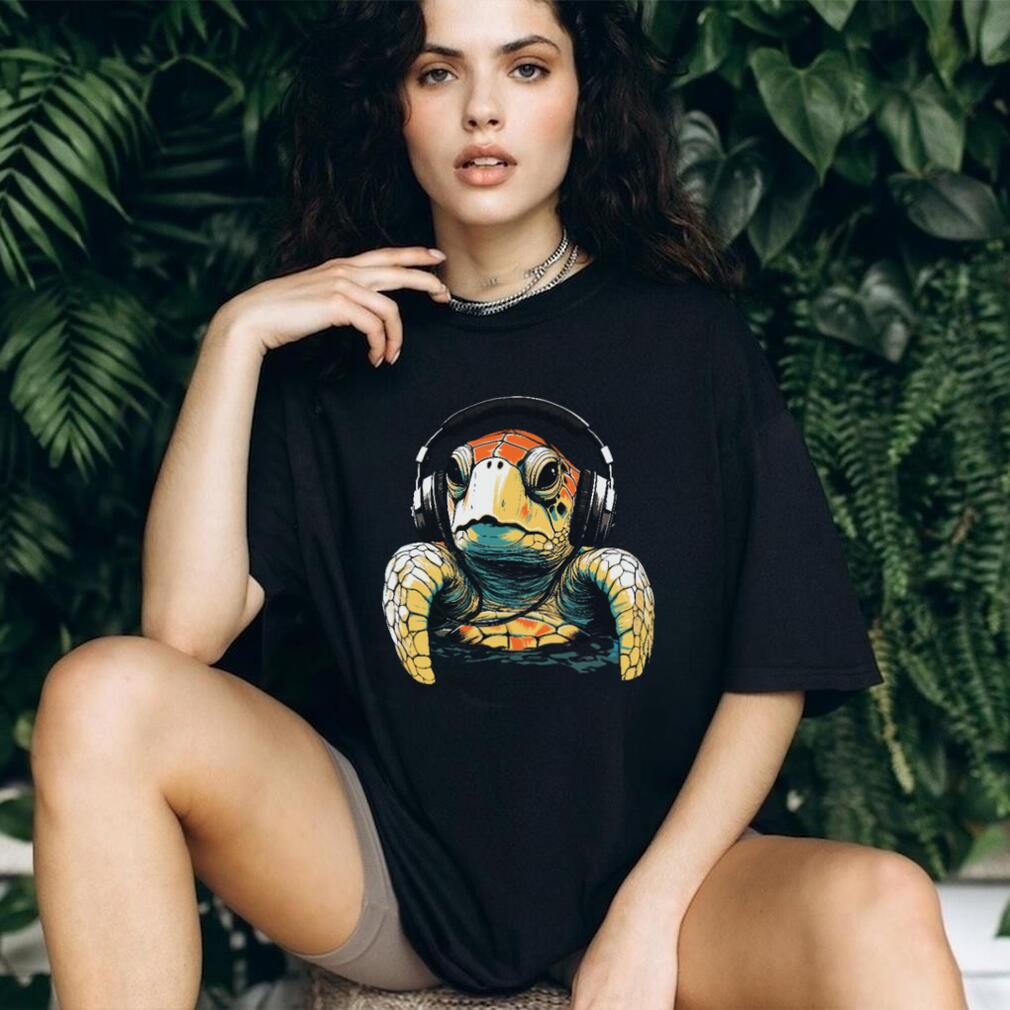 Colorful Sea Turtle Wearing DJ Headphones Graphic Tee