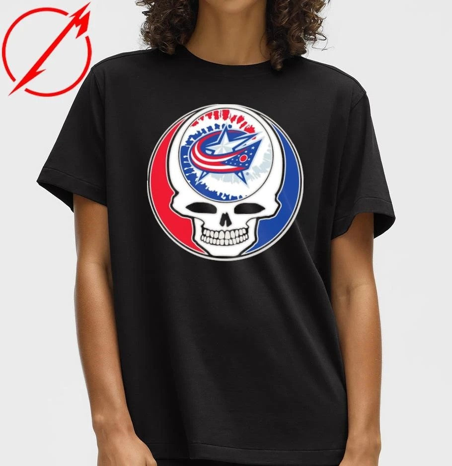 Columbus Blue Jackets X Grateful Dead Skull T-Shirt