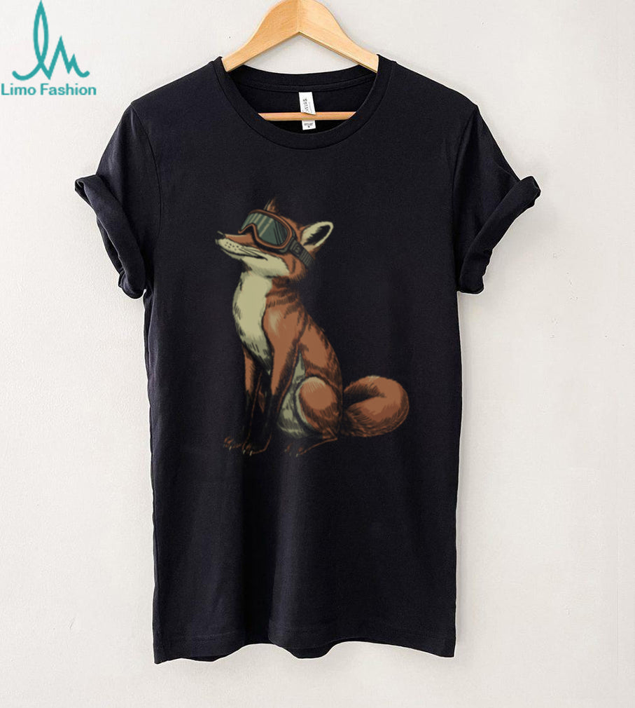 Cool Fox with Ski Goggles Tee Retro Winter Sports Wildlife Design
