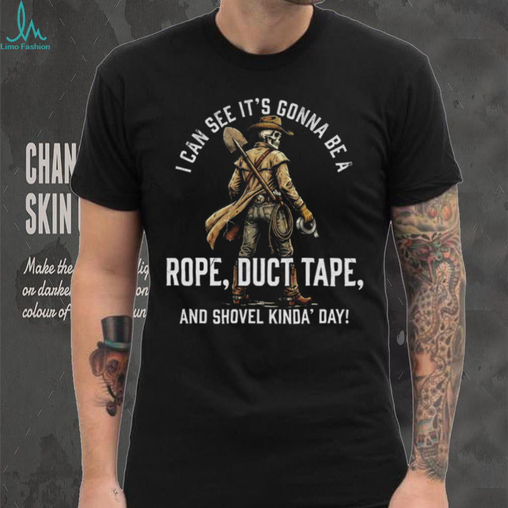 Cowboy Skeleton “Rope Duct Tape and Shovel” Western Horror Tee