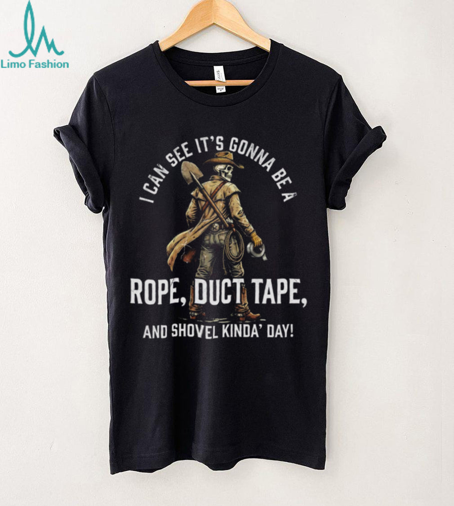 Cowboy Skeleton “Rope Duct Tape and Shovel” Western Horror Tee