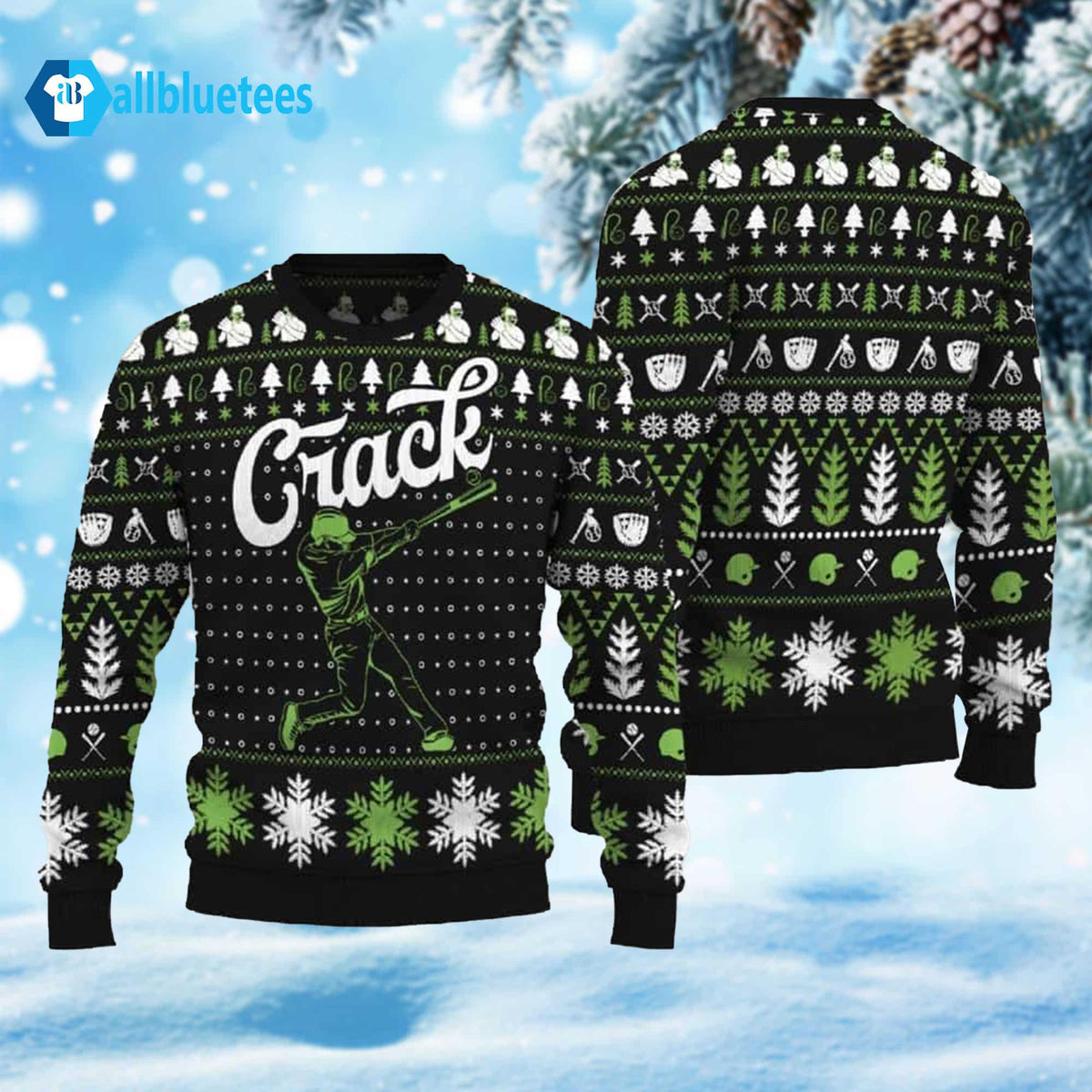 Crack Baseball Ugly Christmas Sweater