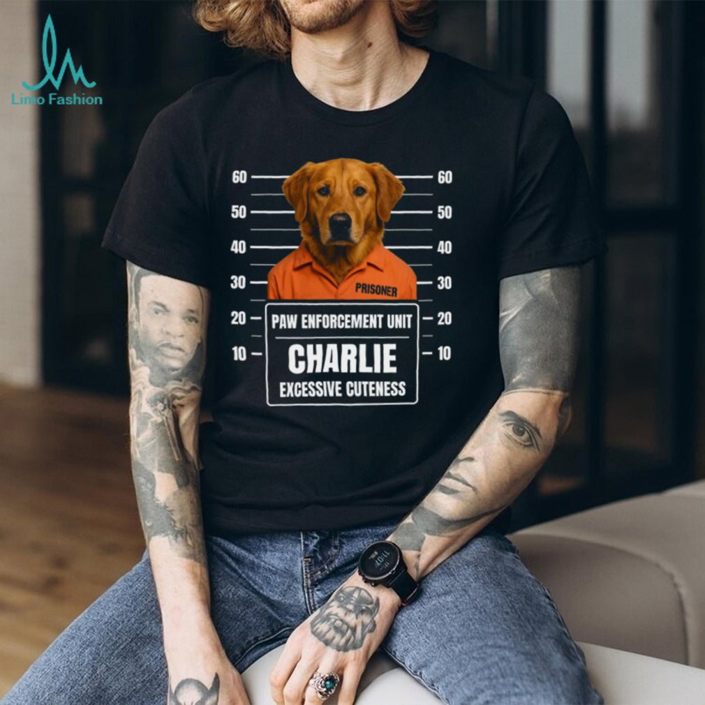 Custom Golden Retriever Mugshot Paw Enforcement Prisoner T Shirt