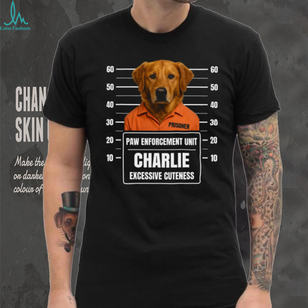 Custom Golden Retriever Mugshot Paw Enforcement Prisoner T Shirt