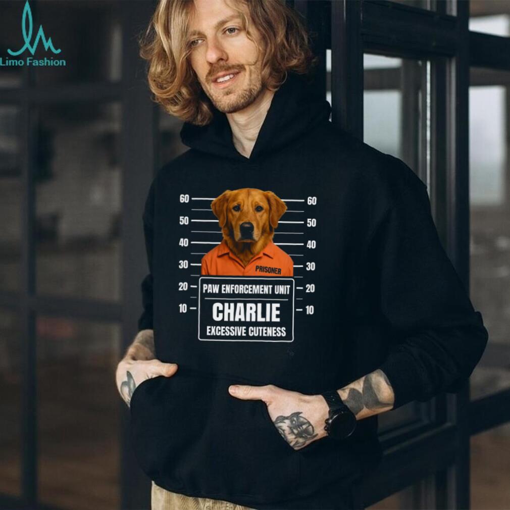 Custom Golden Retriever Mugshot Paw Enforcement Prisoner T Shirt