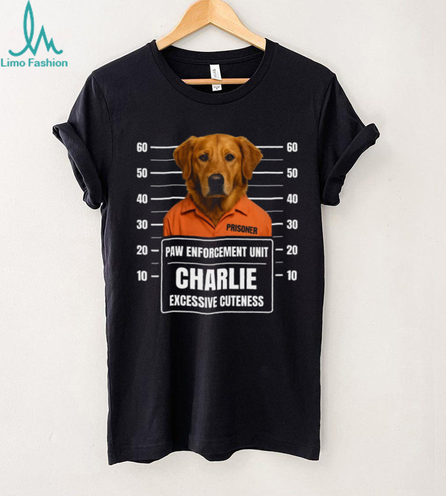 Custom Golden Retriever Mugshot Paw Enforcement Prisoner T Shirt