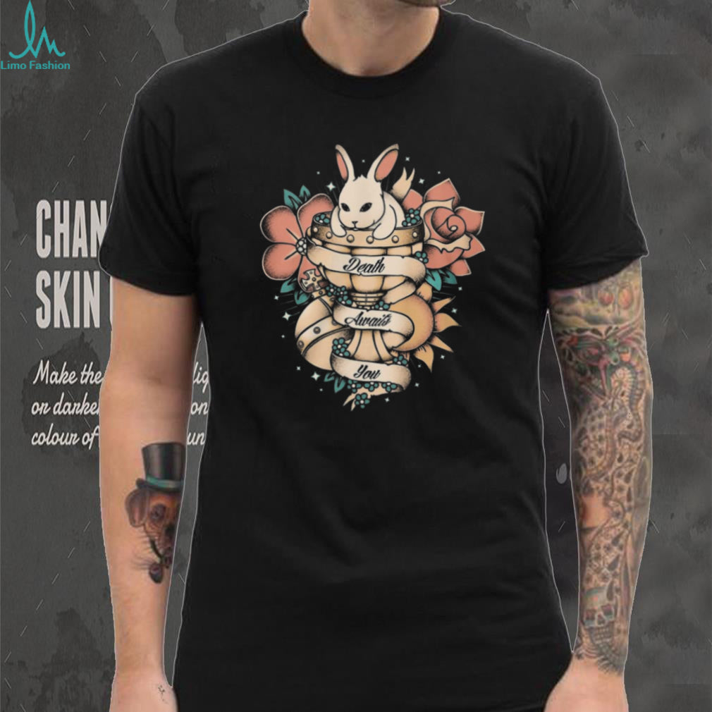 Death Awaits You Gothic Killer Bunny Tattoo Style T Shirt