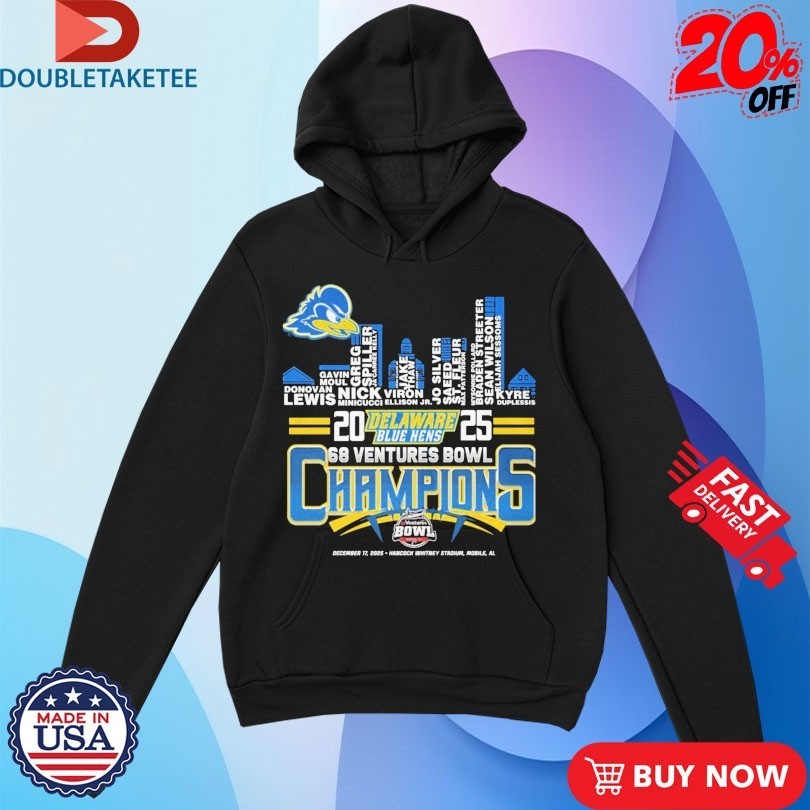 Delaware Blue Hens 2025 Bowl Champions Hancock Whitney Stadium Mobile AL Shirts