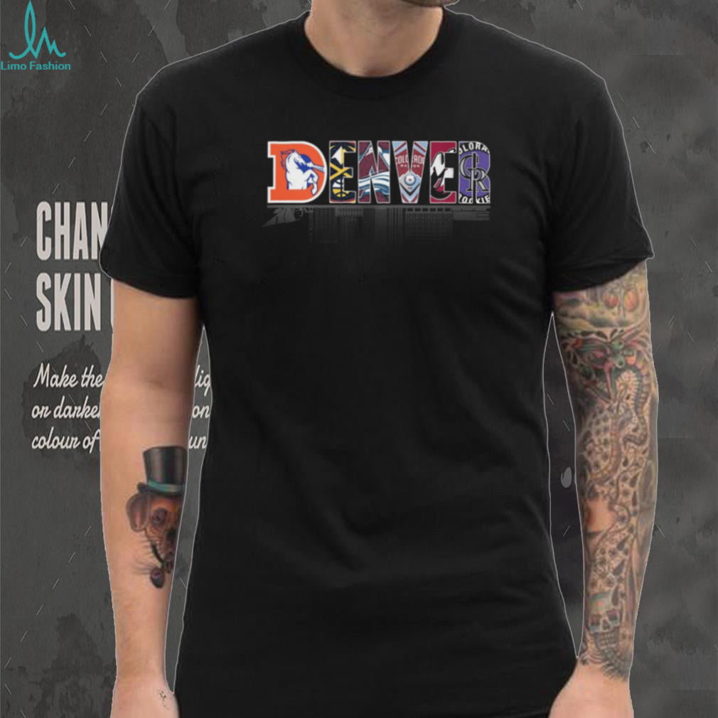 Denver City Skyline All Sports Teams Mashup Logo T Shirt