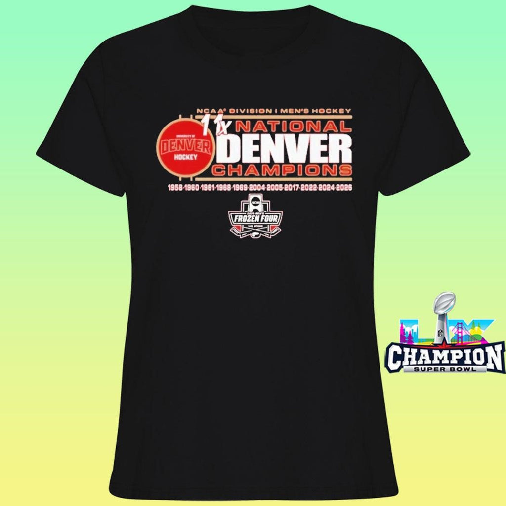 Denver Pioneers 11time Ncaa Frozen Four Men’s Ice Hockey National Champions Shirt