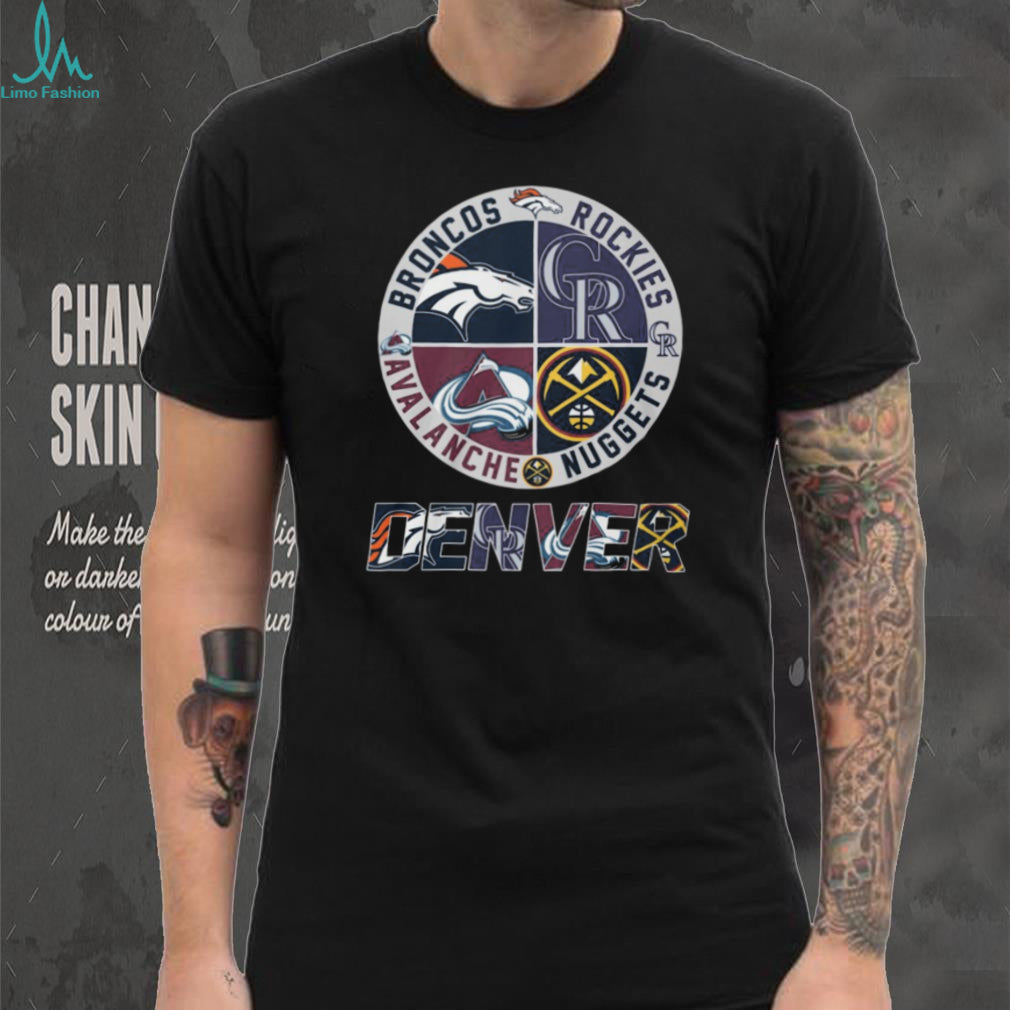 Denver Sports City Of Champions Broncos Rockies Avalanche Nuggets Logo T Shirt