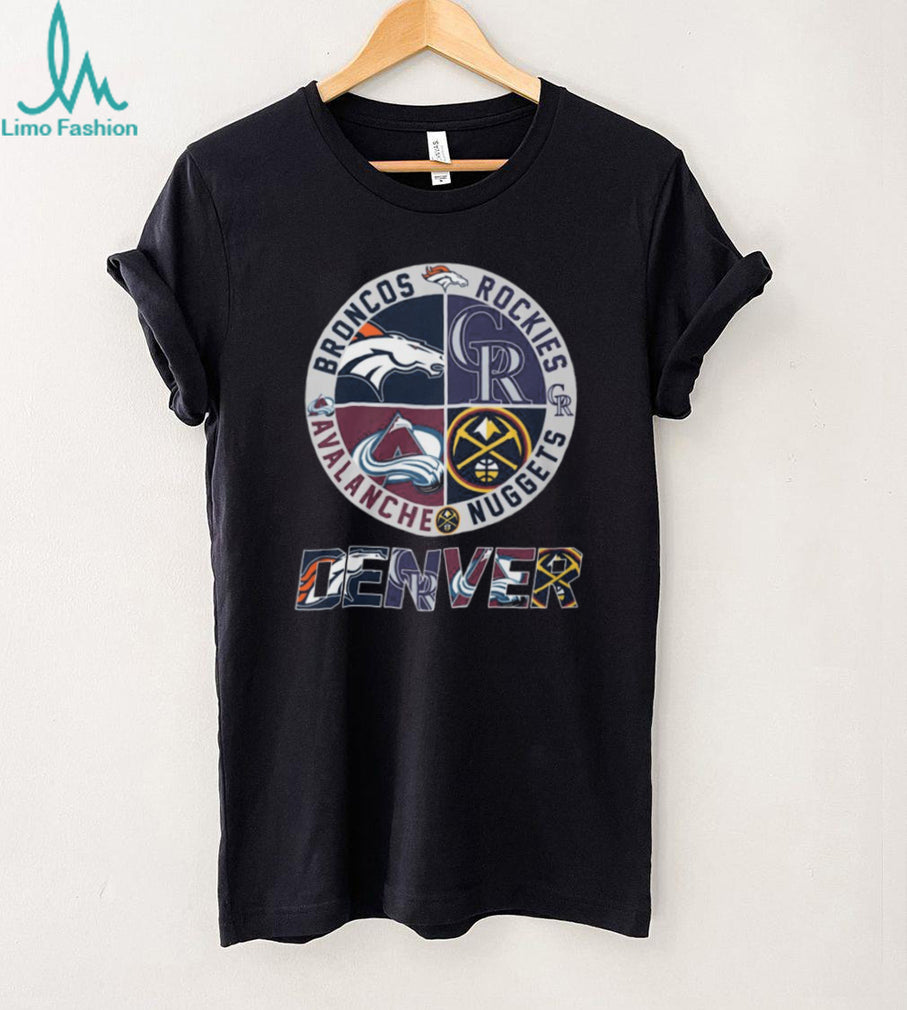 Denver Sports City Of Champions Broncos Rockies Avalanche Nuggets Logo T Shirt