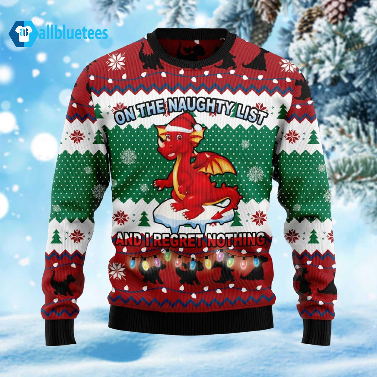 Dragon On The Naughty List Ugly Christmas Sweater