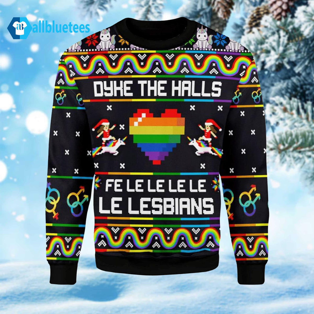 Dyke The Halls Fe Le Le Lesbians Ugly Christmas Sweater