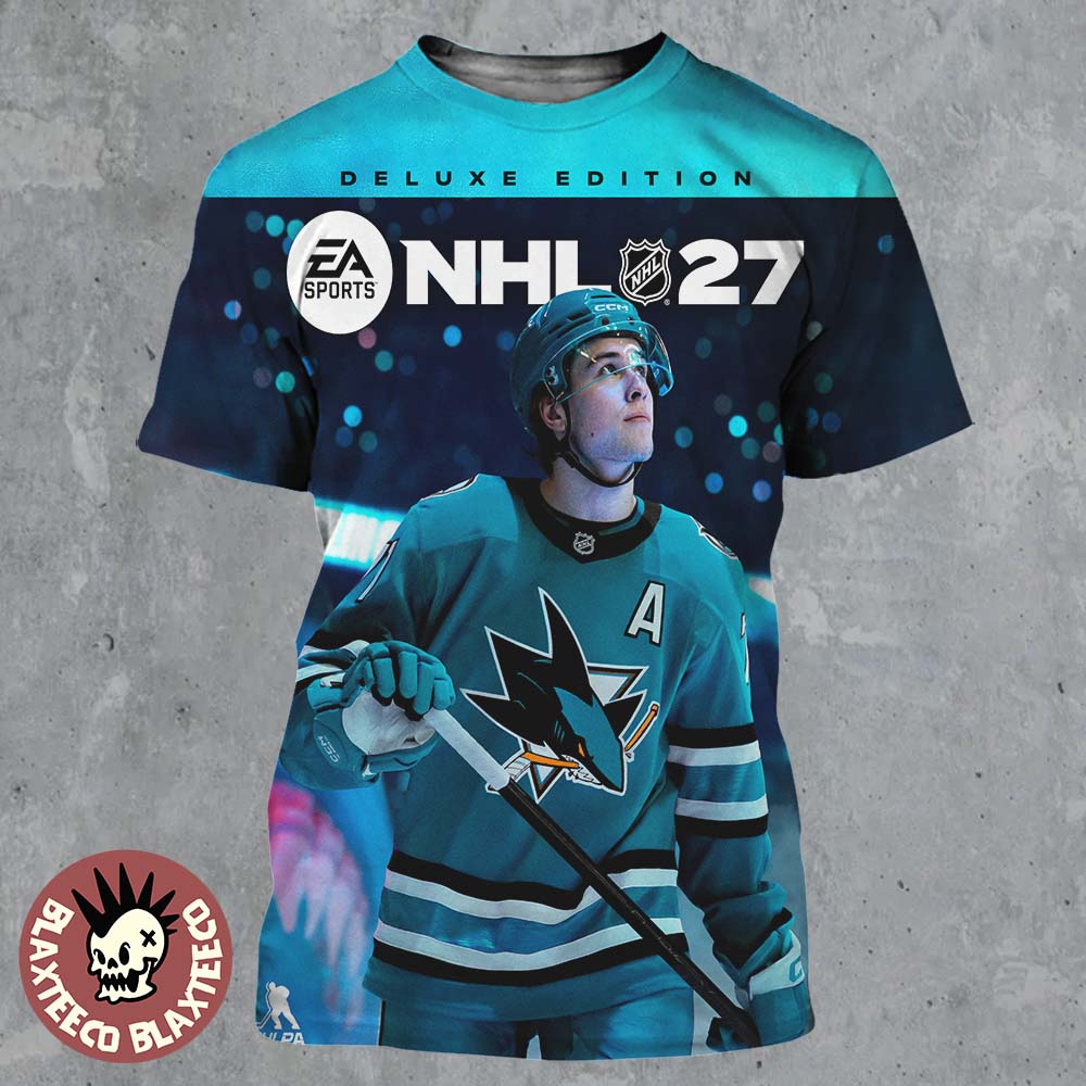 EA Sports NHL 27 Macklin Celebrini San Jose Sharks Cover Athlete Deluxe Edition All Over Print Shirt