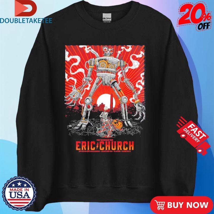 Eric Church Washington DC Night 1 And 2 Comined Free The Machine Tour At The Anthem 2026 Robot Shirts