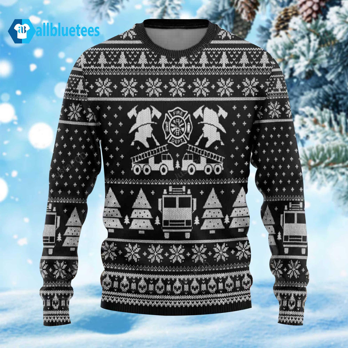Fire Dept Firefighter Ugly Christmas Sweater