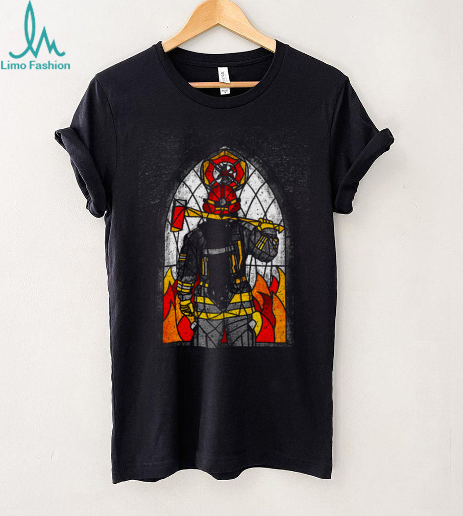 Firefighter Stained Glass Hero Axe & Fire T Shirt
