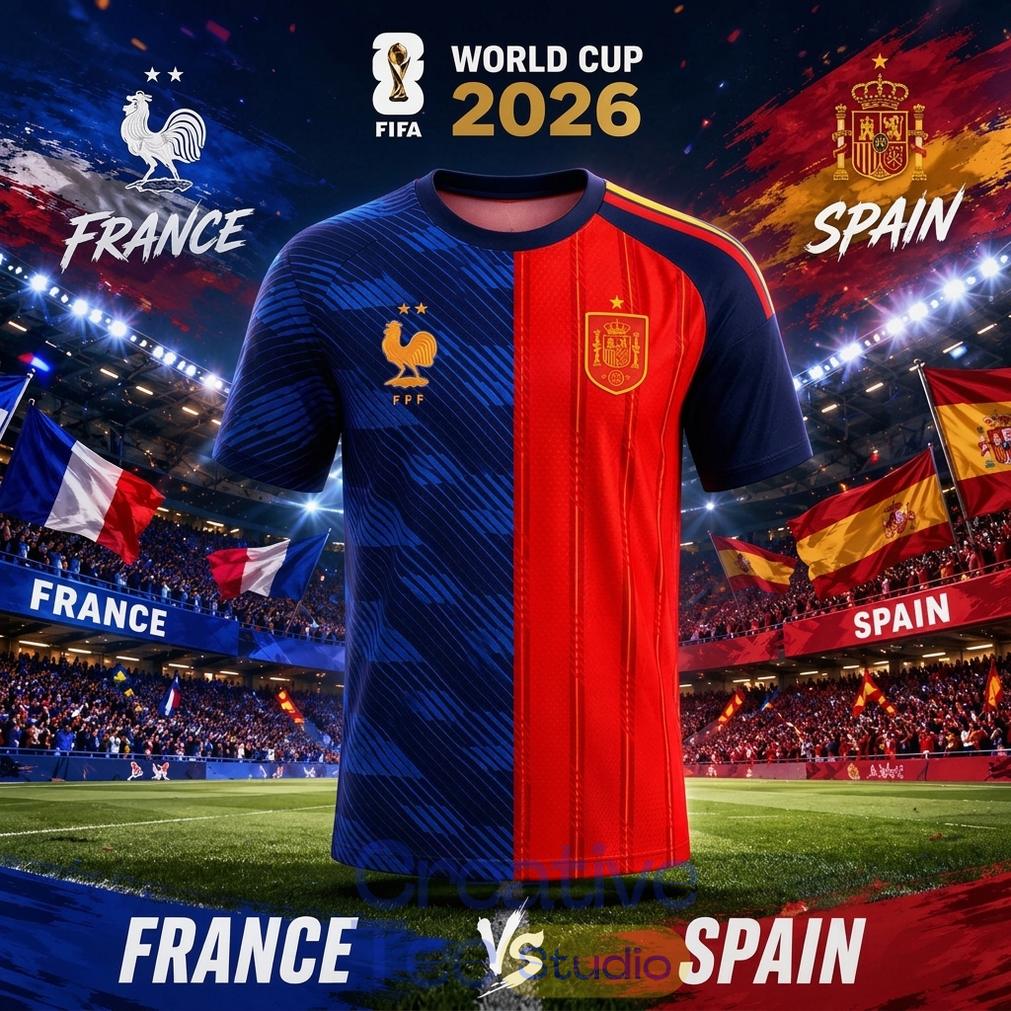 France Vs Spain 2026 World Cup Mashup Split Soccer Jersey