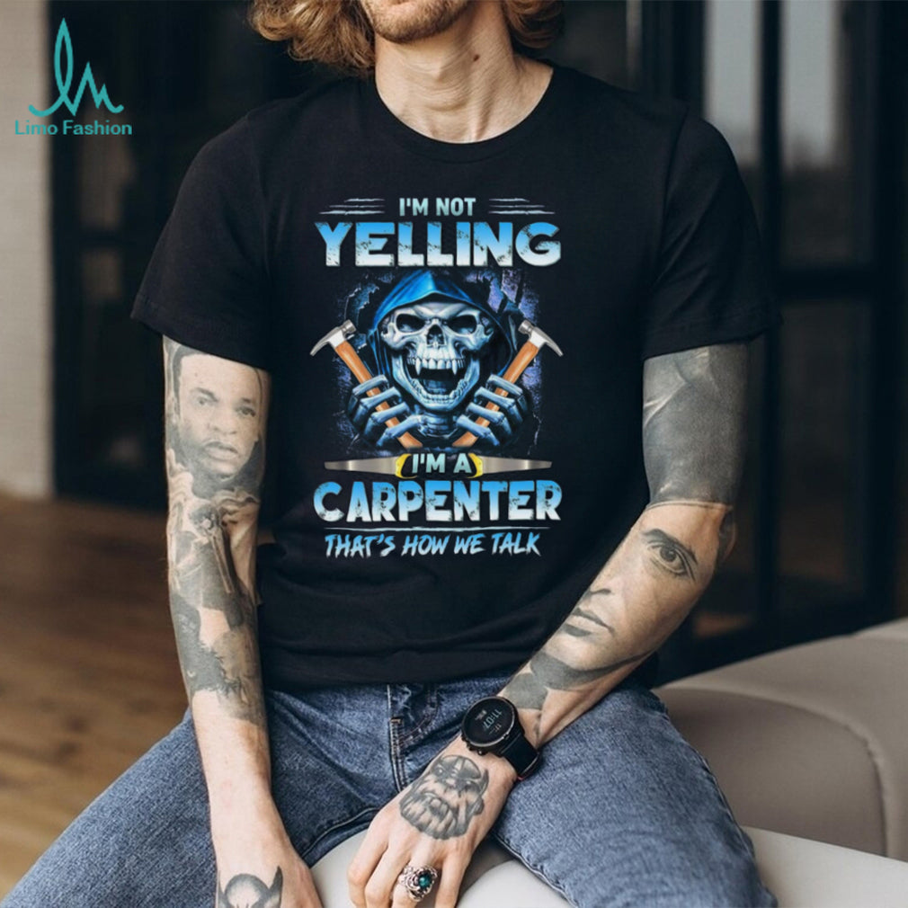 Funny Carpenter Blue Reaper Skull Hammer Woodworker T Shirt