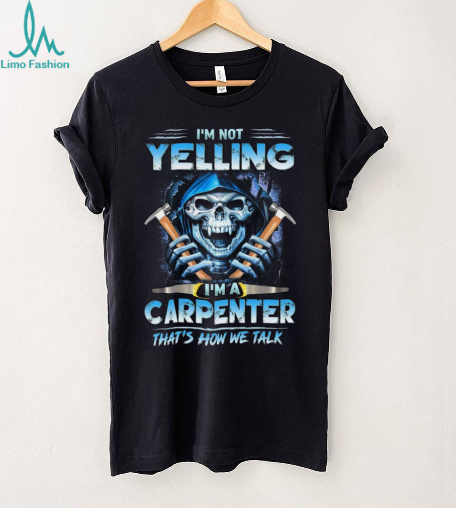 Funny Carpenter Blue Reaper Skull Hammer Woodworker T Shirt
