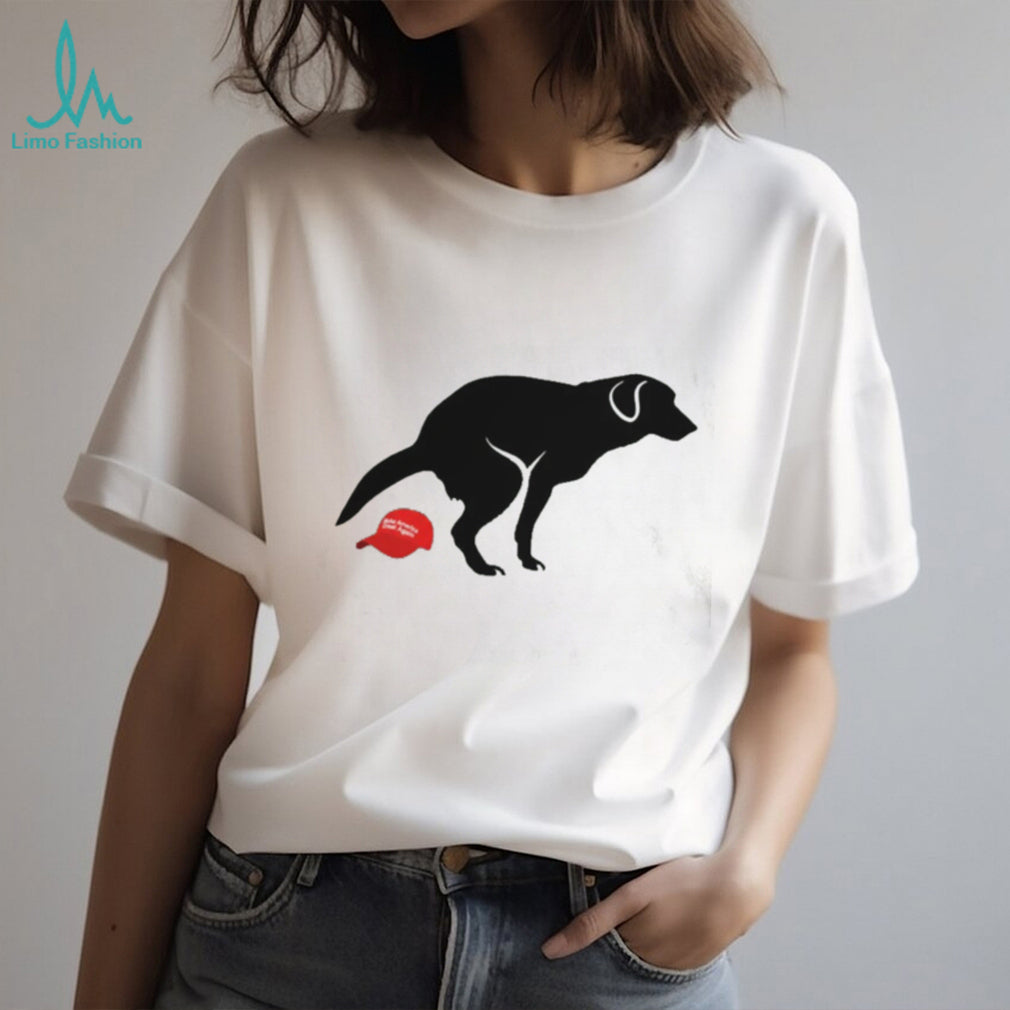 Funny Dog Pooping on Red MAGA Hat Political Satire T Shirt